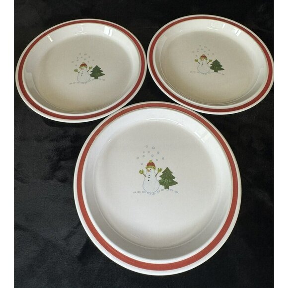 Pottery Barn Kids Christmas Melamine 2 Plates 4 Bowl Set With Snowman Design - Picture 6 of 13